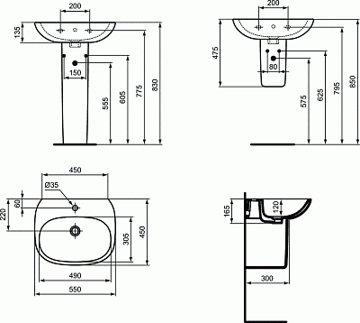 Раковина Ideal Standard Tesi 55 T352301