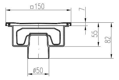 Трап с нижним сливом ALPEN DN50/82XN
