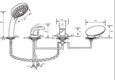 Каскадный смеситель ALPEN Granada золото