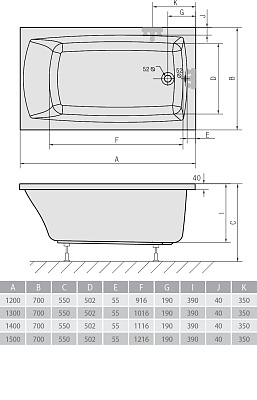 Акриловая ванна ALPEN Lily 140