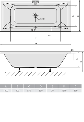 Акриловая ванна ALPEN Krysta 180