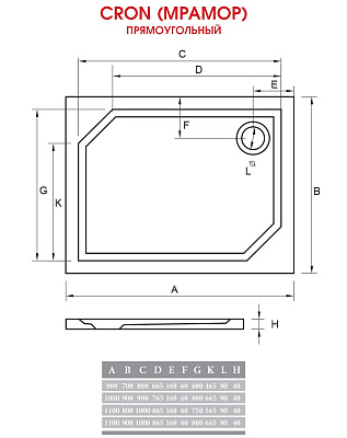 Поддон для душа ALPEN Cron 110x80