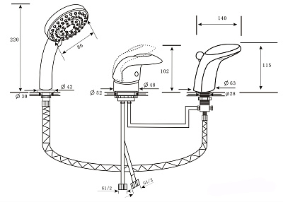 Каскадный смеситель ALPEN Cobra бронза