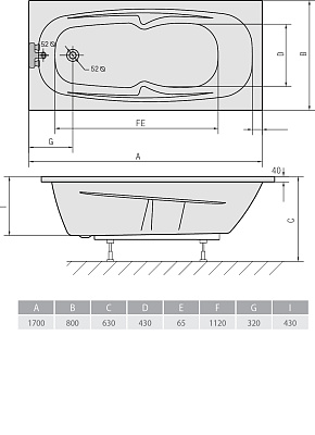Акриловая ванна ALPEN Kamelie 170
