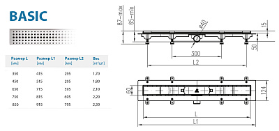 Водоотводящий желоб ALPEN Basic ALP-850BN1 с рамкой