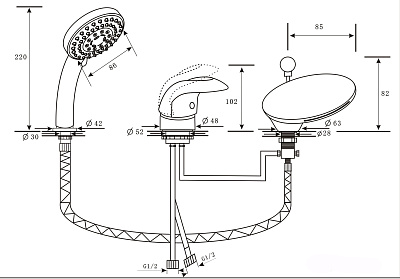 Каскадный смеситель ALPEN Niagara Delux золото